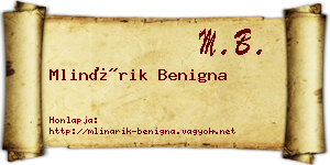 Mlinárik Benigna névjegykártya